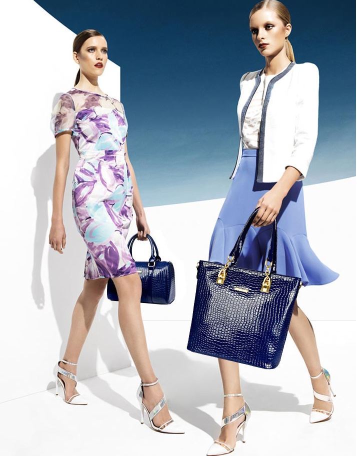 6 Pieces Leather Handbag Set Tote Shoulder Bag Clutch Purse Coin Wallet (Blue) - grandhubs.shop