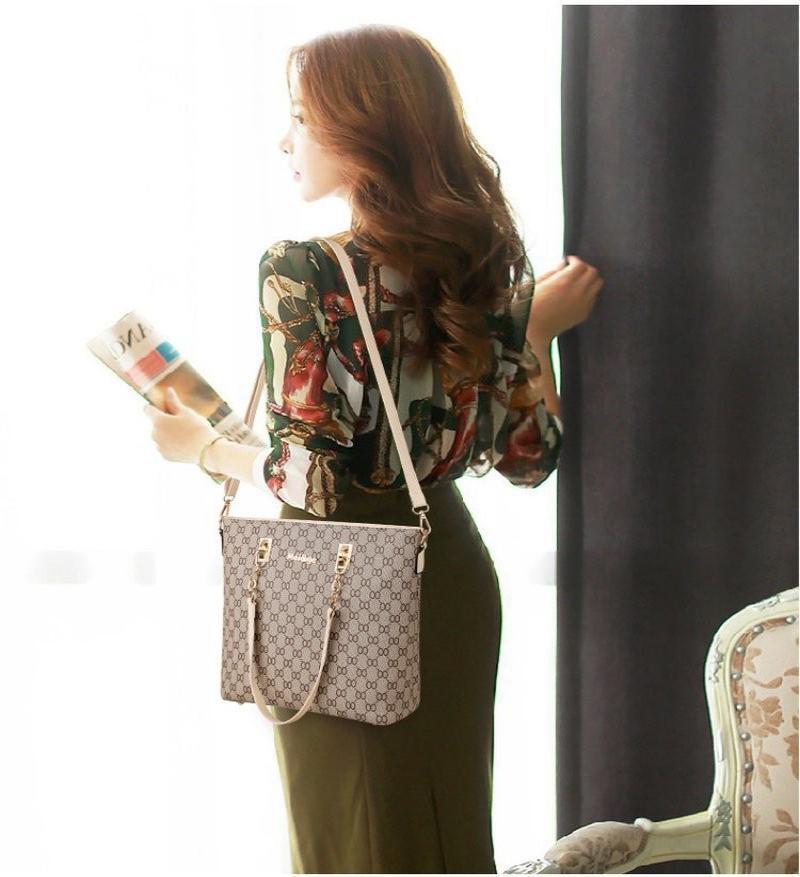 6 Pieces Designer Handbag Set Tote Shoulder Bag Clutch Purse Coin Wallet - grandhubs.shop