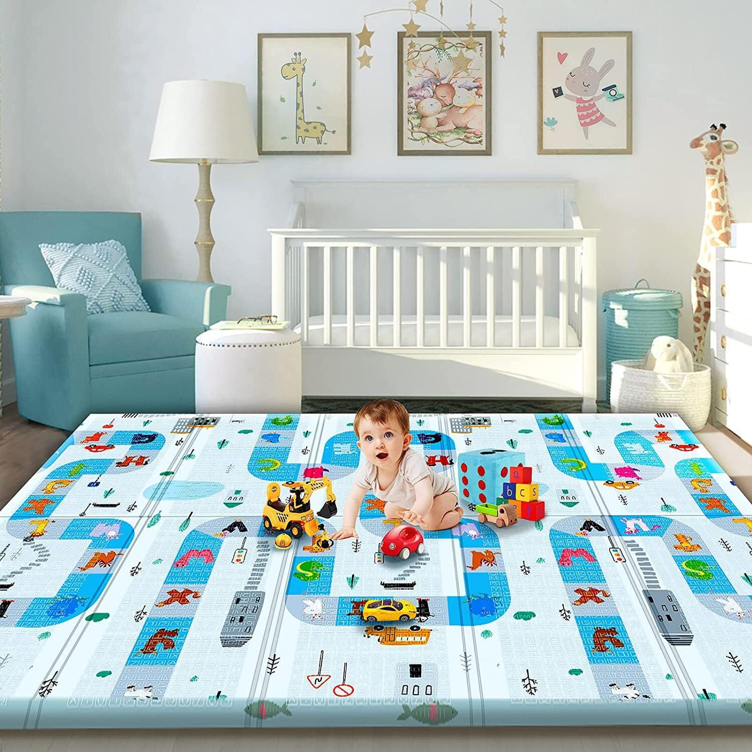 2m Double Sided Large Extra Thick Baby Kids Waterproof Folding Play Mat - grandhubs.shop