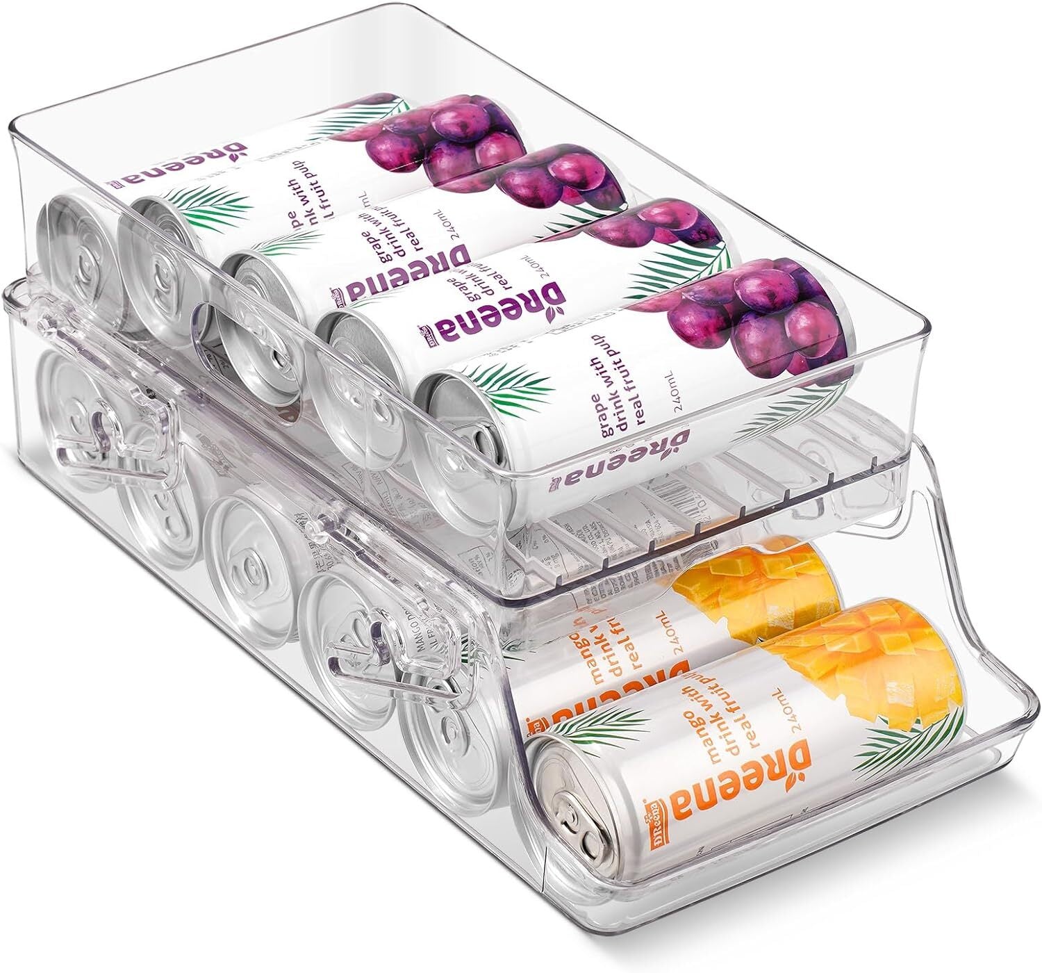 2-Tier Automatic Rolling Can Dispenser Beer Soda Bottle Storage Holder Fridge Organizer - grandhubs.shop