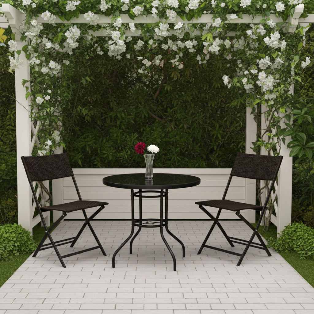 Alfresco 3 Piece Outdoor Setting (2 Rattan Chairs & Round Table)