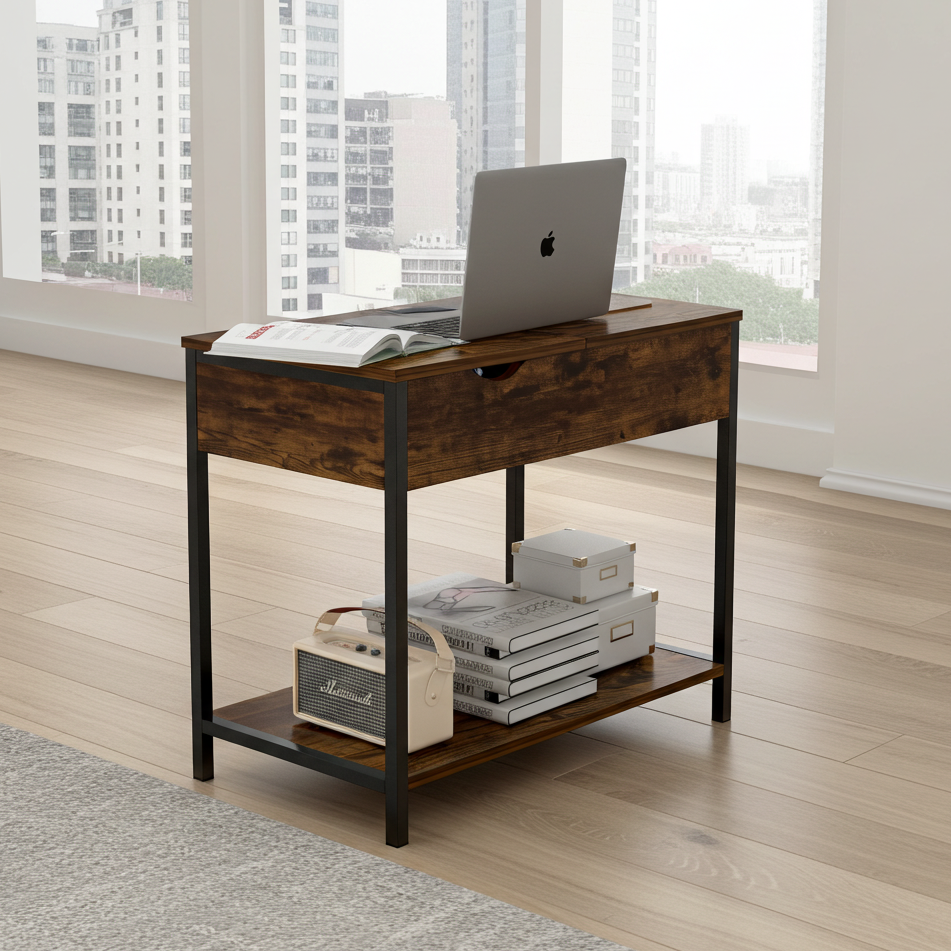 Solara Rustic Versatile Side Console Table Desk with Drawer & Shelf