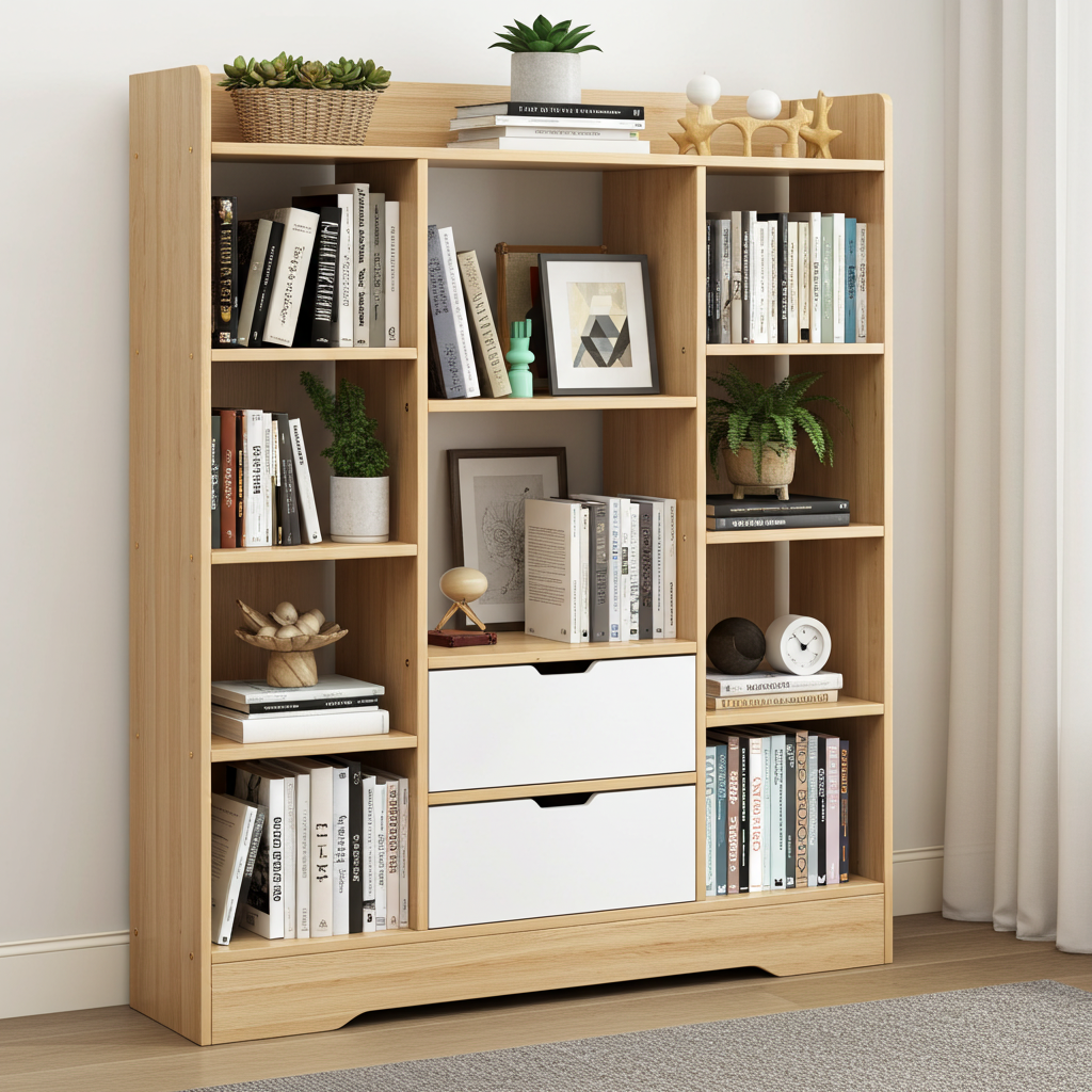 Eden Wardrobe Cupboard Bookshelf with Drawer Furniture (Oak & White)