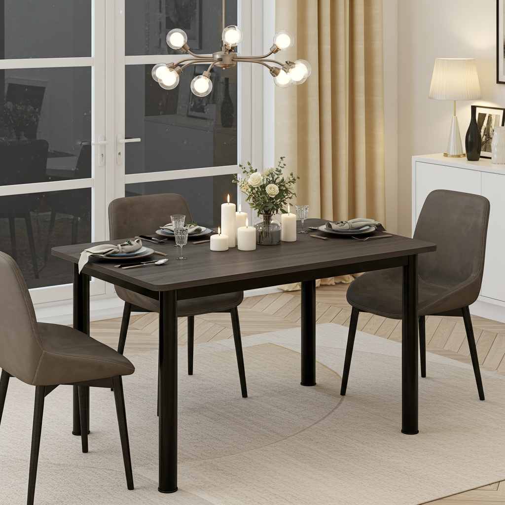 Heritage Industrial Wood & Metal Dining Table 100cm