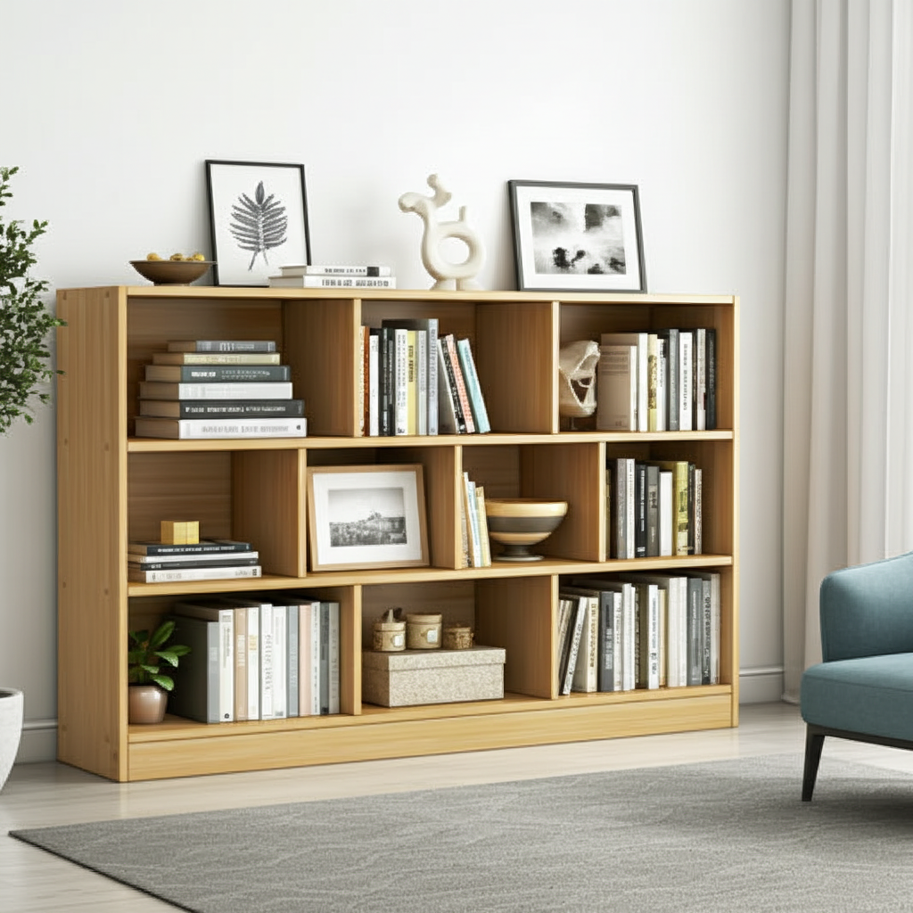 9 Shelving Insight Bookshelf Display Cabinet Bookcase Shelf Organiser (Oak)