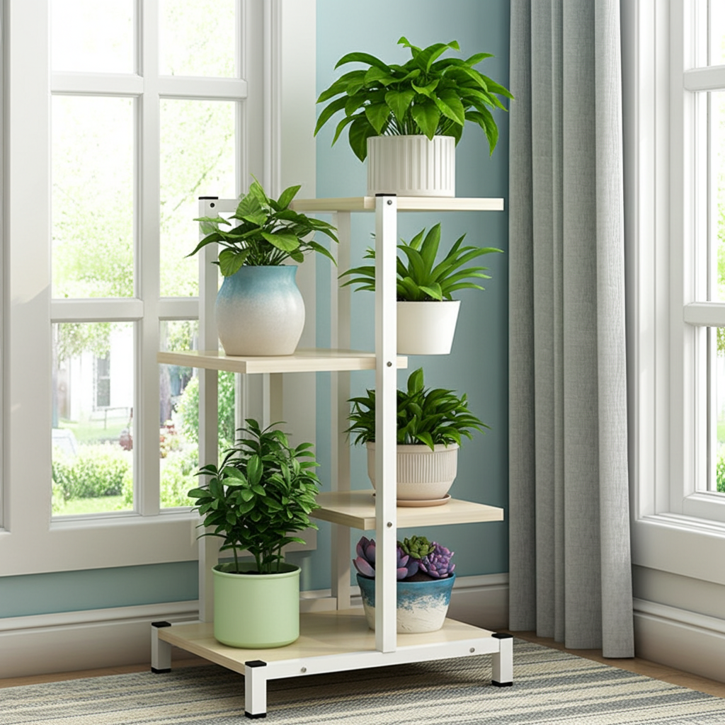 Oasis Garden Plants Stand Planter Shelf (White Oak)