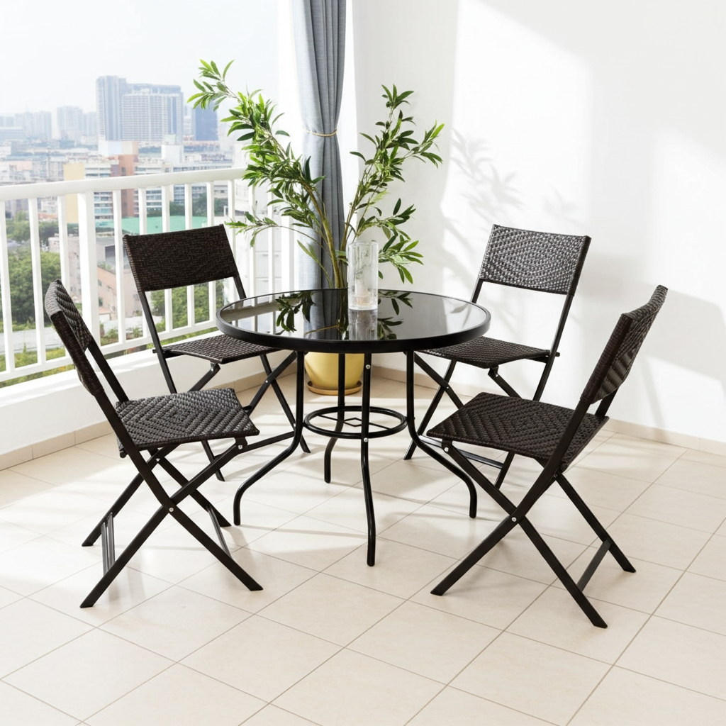 4 x Alfresco Rattan Wicker Folding Outdoor Chairs