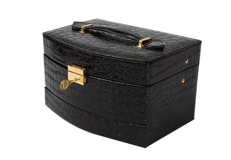 Large Luxury PU Leather Jewellery Box Storage Case (Black) - grandhubs.shop