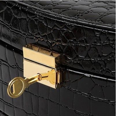 Large Luxury PU Leather Jewellery Box Storage Case (Black) - grandhubs.shop
