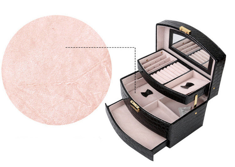 Large Luxury PU Leather Jewellery Box Storage Case (Black) - grandhubs.shop