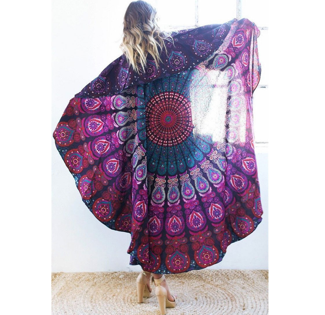 Round Beach Shawl (Purple) - grandhubs.shop