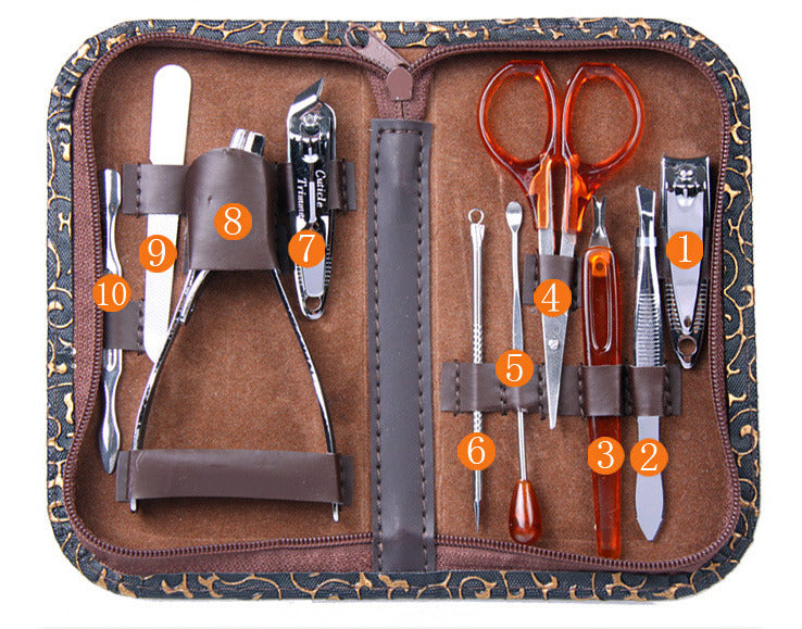 10 Piece Set Manicure Nail Care Kit In Case - grandhubs.shop