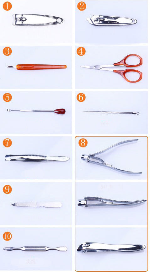 10 Piece Set Manicure Nail Care Kit In Case - grandhubs.shop
