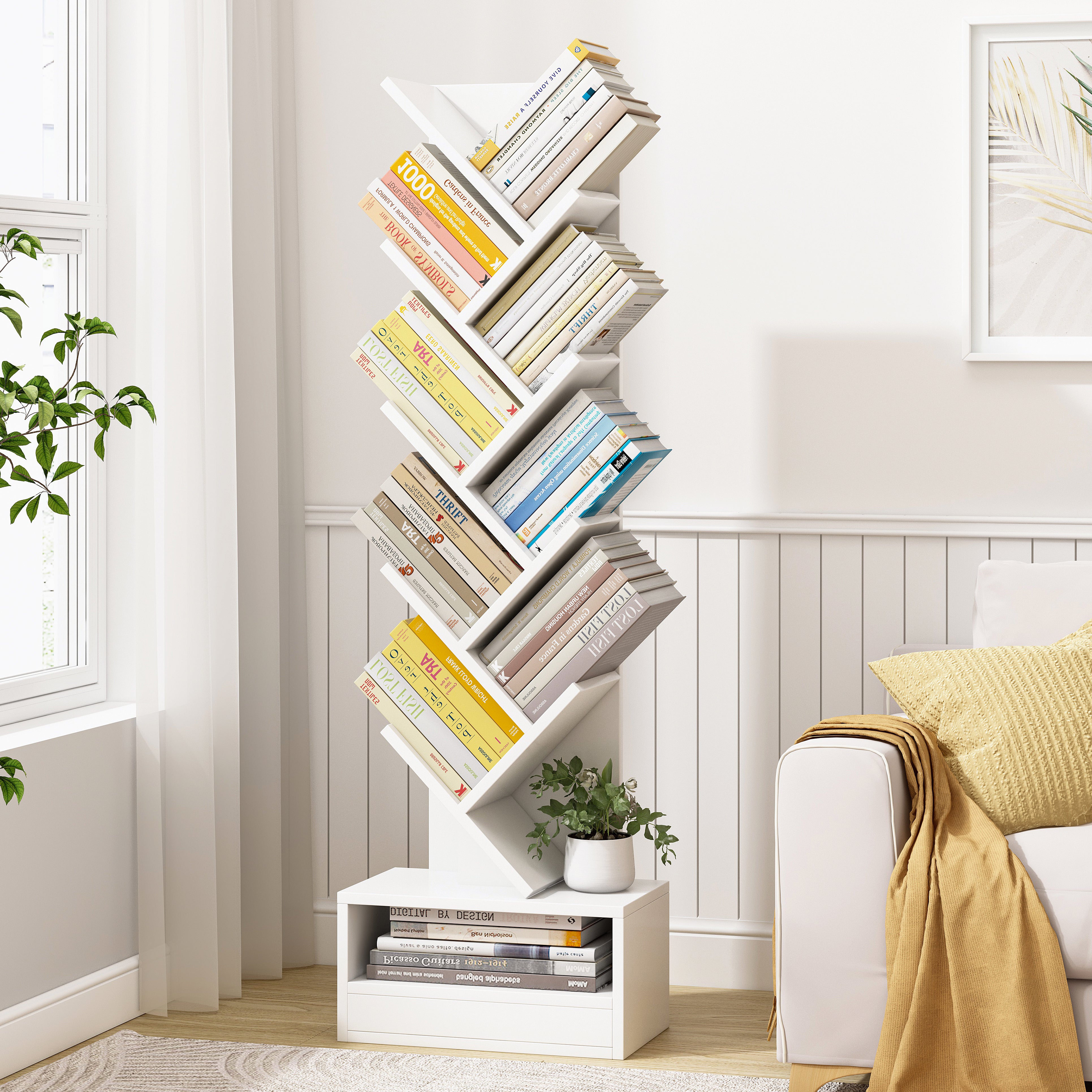 Resort Bookshelf Display Cabinet Shelf Bookcase Organizer (White)