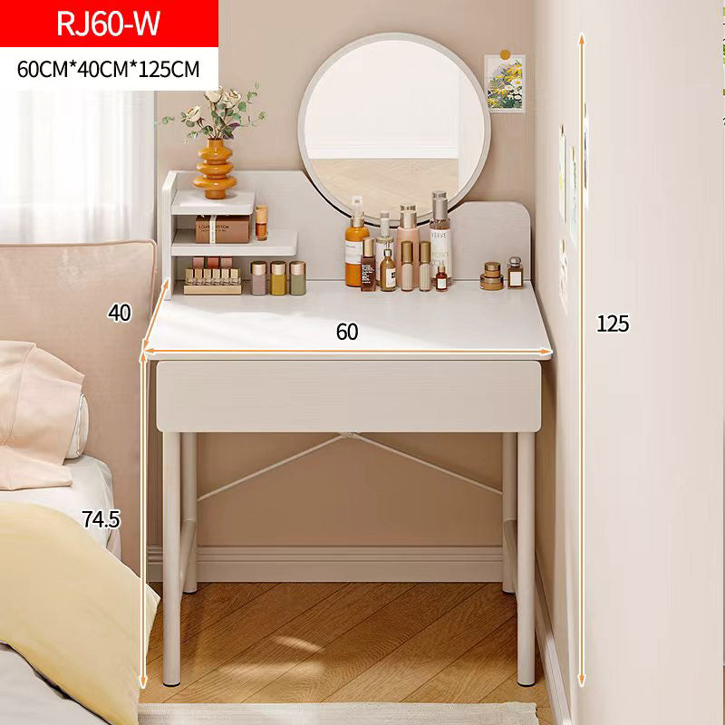Luxe Dresser Makeup Vanity Dressing Table with Round Mirror Drawer White