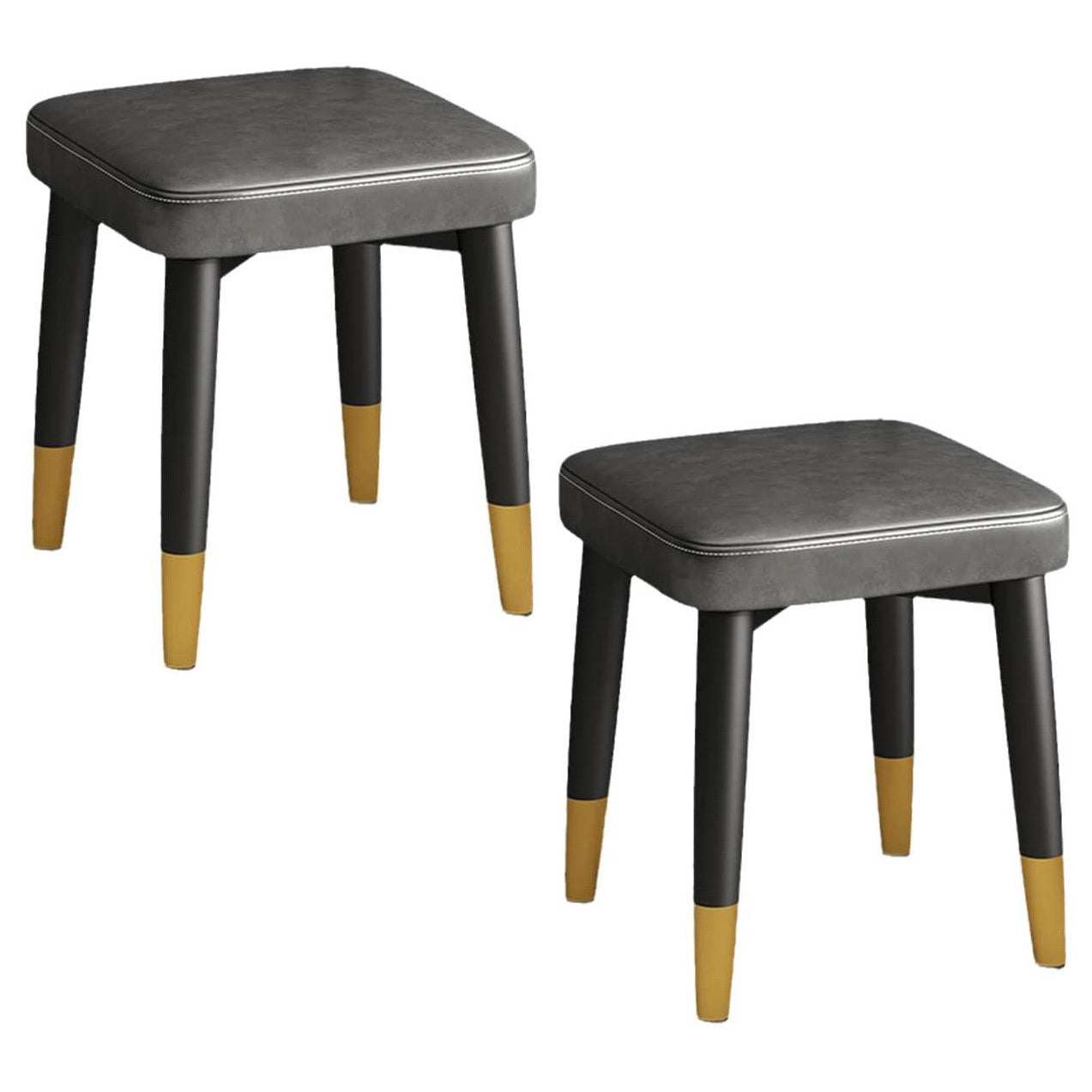 2 X Minimalist Faux Leather Dining Table Stool Padded Dressing Stool - grandhubs.shop