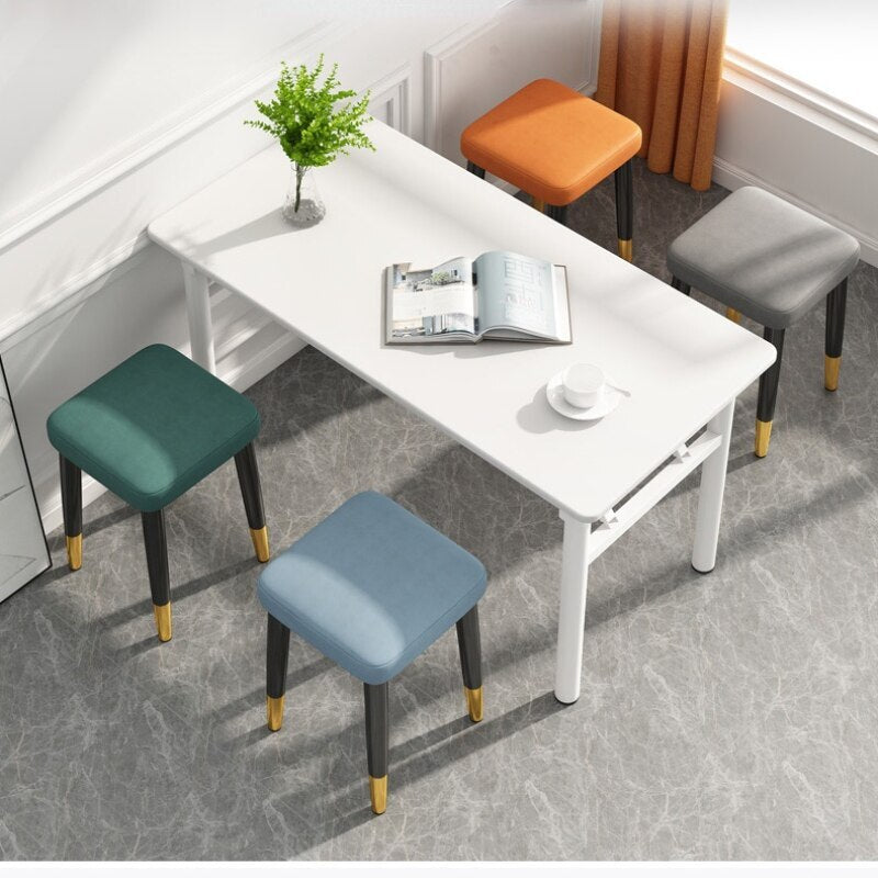 2 X Minimalist Faux Leather Dining Table Stool Padded Dressing Stool - grandhubs.shop