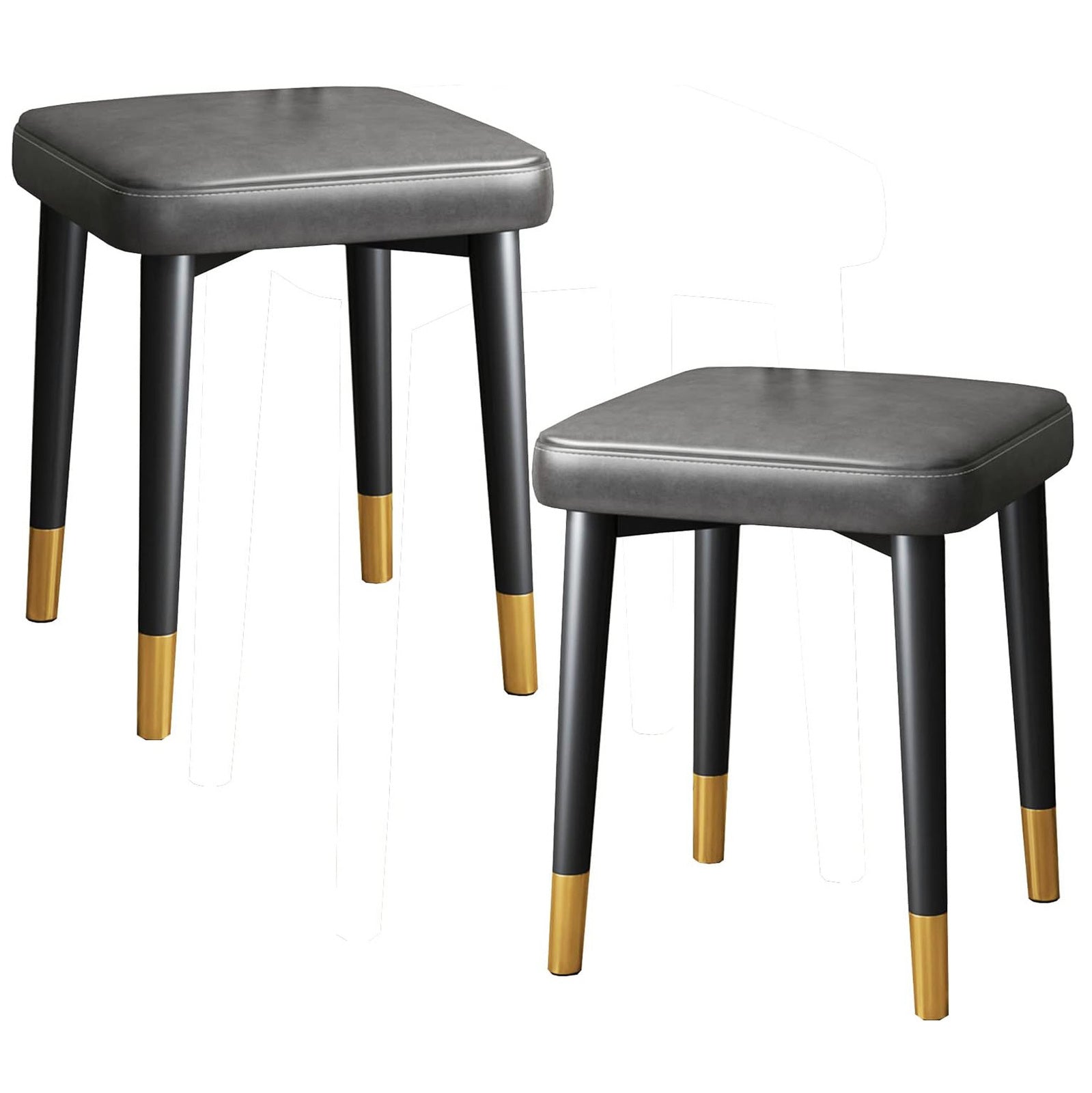 2 X Minimalist Faux Leather Dining Table Stool Padded Dressing Stool - grandhubs.shop