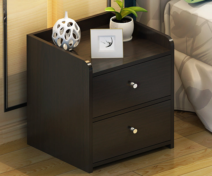2 x Varossa Classic Bedside Table / Chest of Drawers (Black Wood) - grandhubs.shop