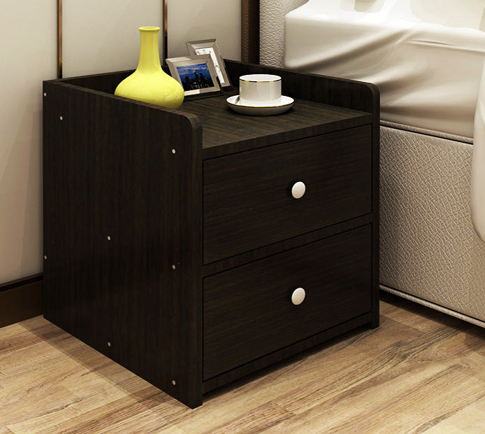 2 x Varossa Classic Bedside Table / Chest of Drawers (Black Wood) - grandhubs.shop