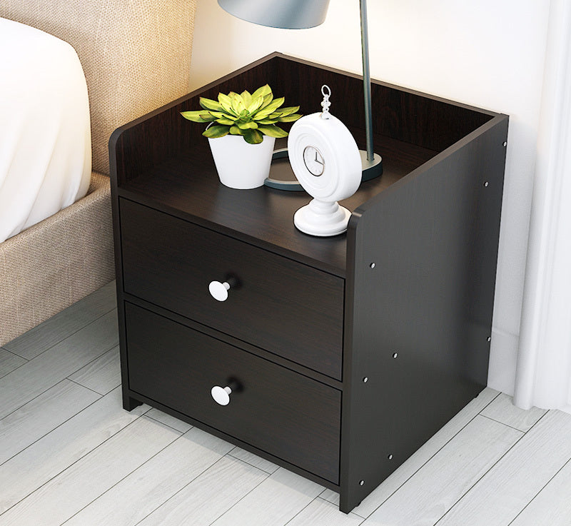 2 x Varossa Classic Bedside Table / Chest of Drawers (Black Wood) - grandhubs.shop