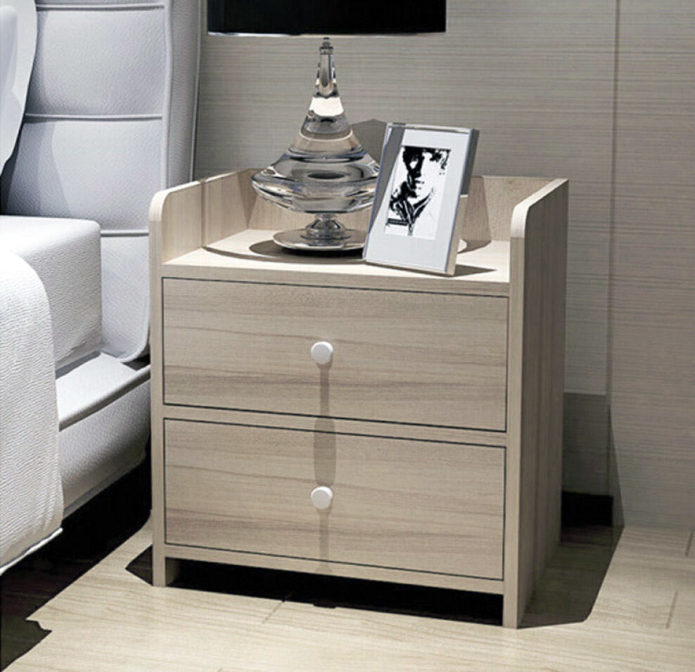 2 x Varossa Classic Bedside Table / Chest of Drawers (White Oak) - grandhubs.shop