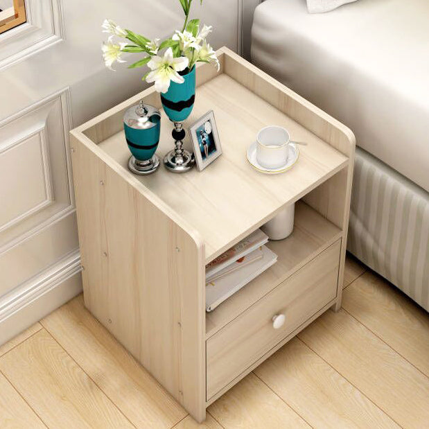 2 x Varossa Classic Bedside Table with Drawer (White Oak) - grandhubs.shop