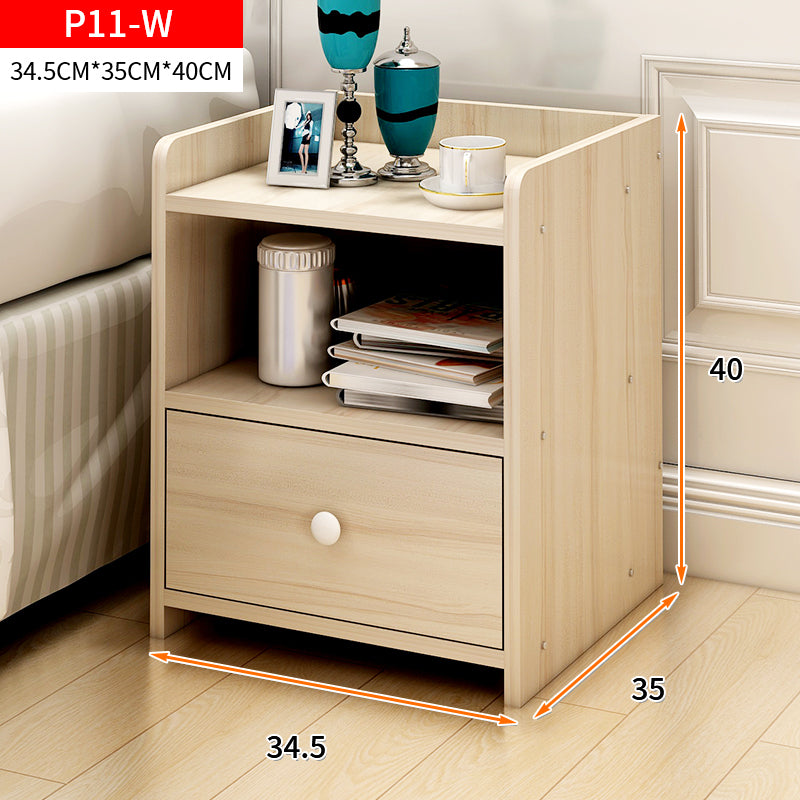 2 x Varossa Classic Bedside Table with Drawer (White Oak) - grandhubs.shop
