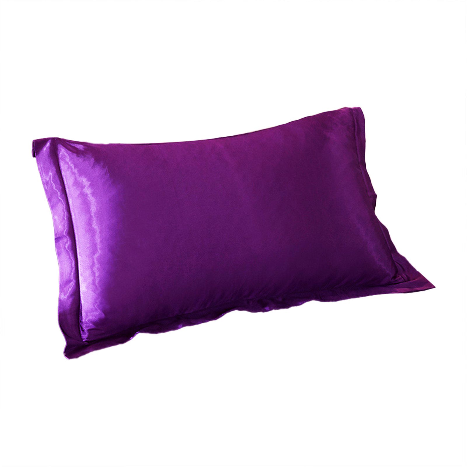2 x Luxury Silk Satin Bedding Pillowcases Pillow Cases (Purple) - grandhubs.shop