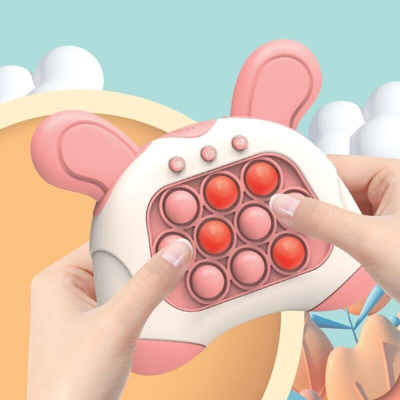 Light Up Push Pop Puzzle Eletric Handheld Game Console Fidget Toy Machine (Pink Rabbit) - grandhubs.shop