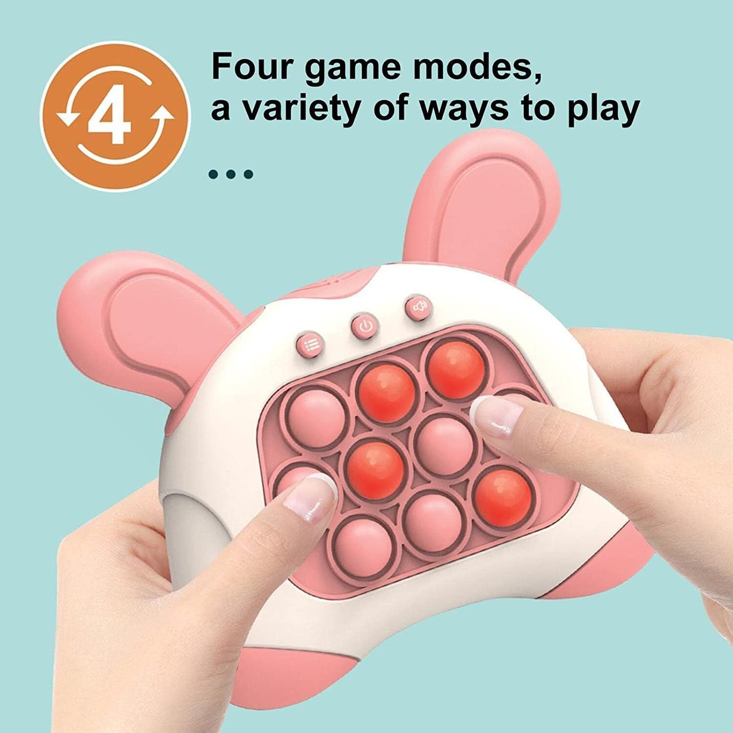 Light Up Push Pop Puzzle Eletric Handheld Game Console Fidget Toy Machine (Pink Rabbit) - grandhubs.shop