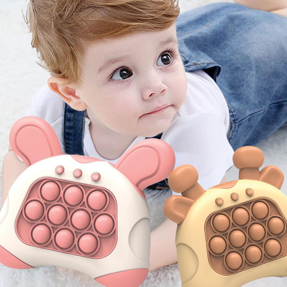 Light Up Push Pop Puzzle Eletric Handheld Game Console Fidget Toy Machine (Pink Rabbit) - grandhubs.shop