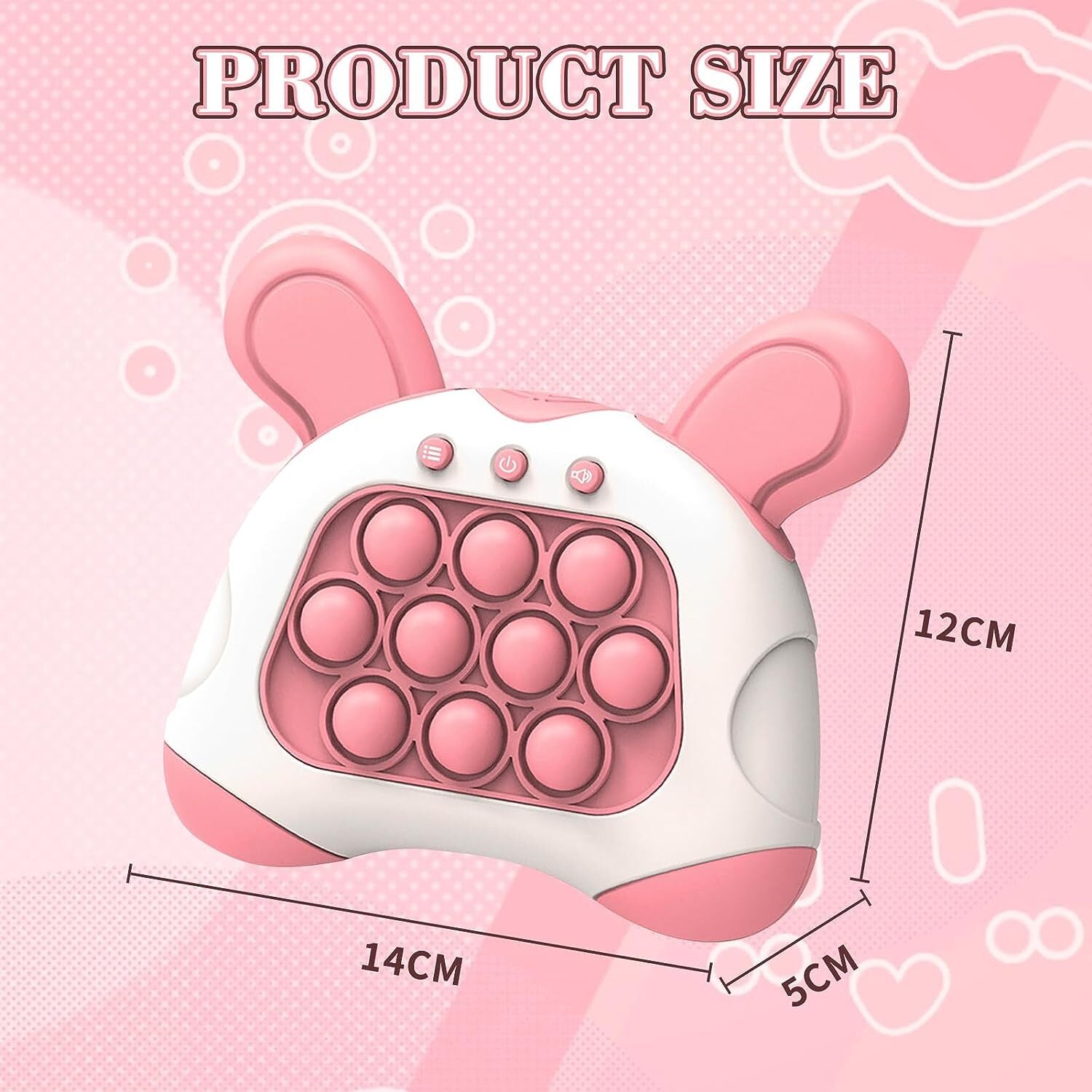 Light Up Push Pop Puzzle Eletric Handheld Game Console Fidget Toy Machine (Pink Rabbit) - grandhubs.shop