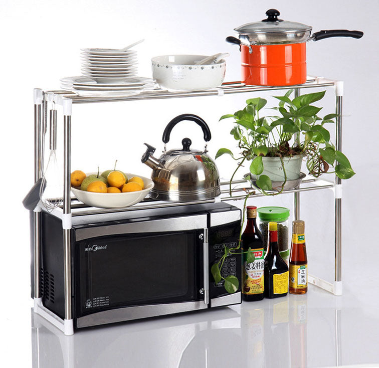 2-Tier Steel Multipurpose Storage Shelf Kitchen Microwave Stand Rack Cabinet - grandhubs.shop