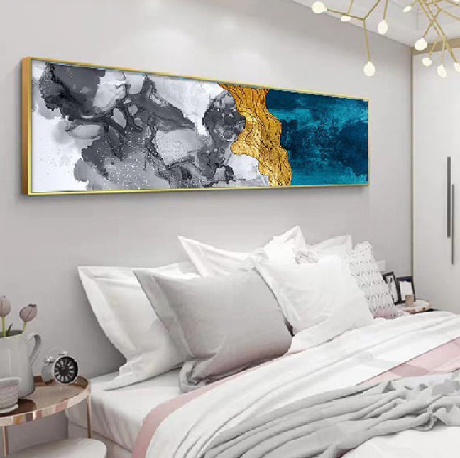 Abstract Wall Art Framed Long Canvas Painting - 100cm x 30cm - grandhubs.shop