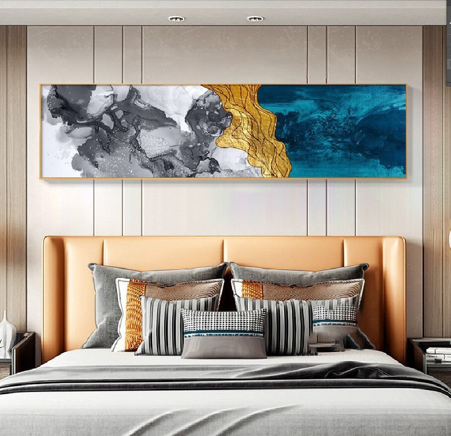 Abstract Wall Art Framed Long Canvas Painting - 100cm x 30cm - grandhubs.shop