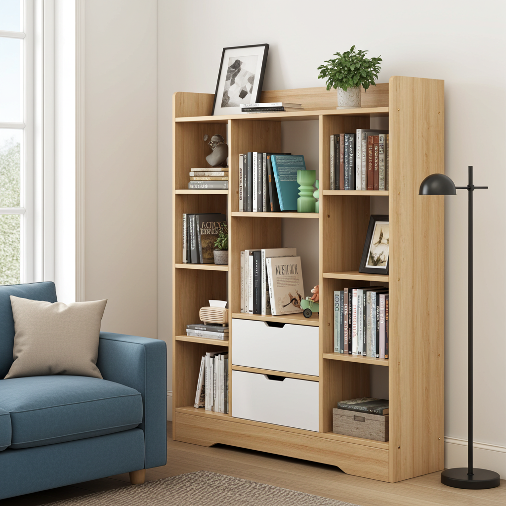 Eden Wardrobe Cupboard Bookshelf with Drawer Furniture (Oak & White)