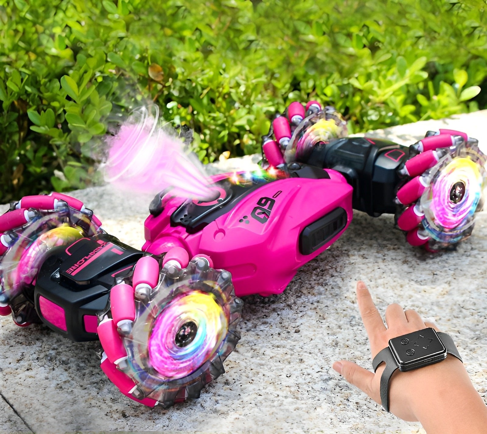 RC Hand Gesture Remote Control 4WD Mist Twister Stunt Car (Pink) - grandhubs.shop