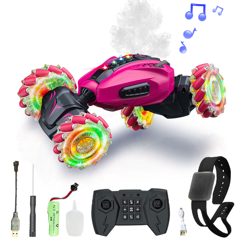 RC Hand Gesture Remote Control 4WD Mist Twister Stunt Car (Pink) - grandhubs.shop