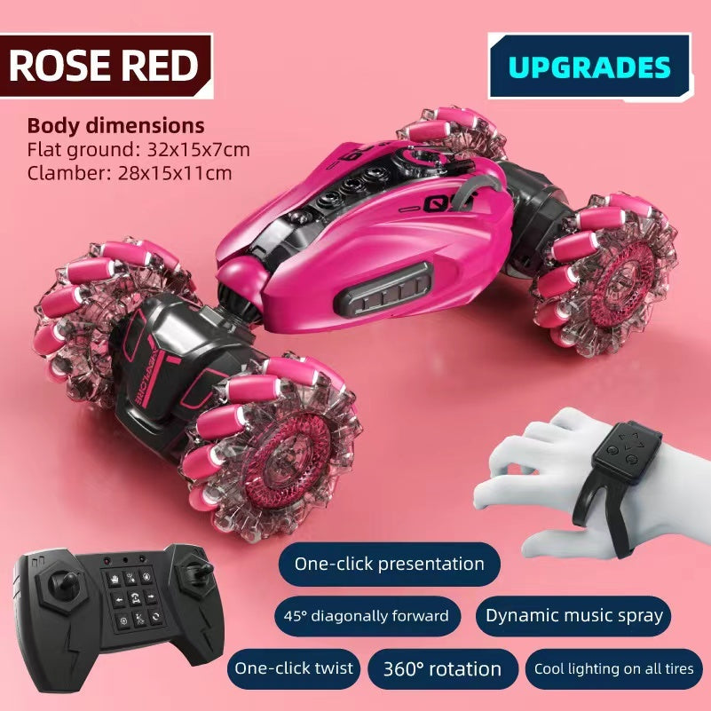 RC Hand Gesture Remote Control 4WD Mist Twister Stunt Car (Pink) - grandhubs.shop