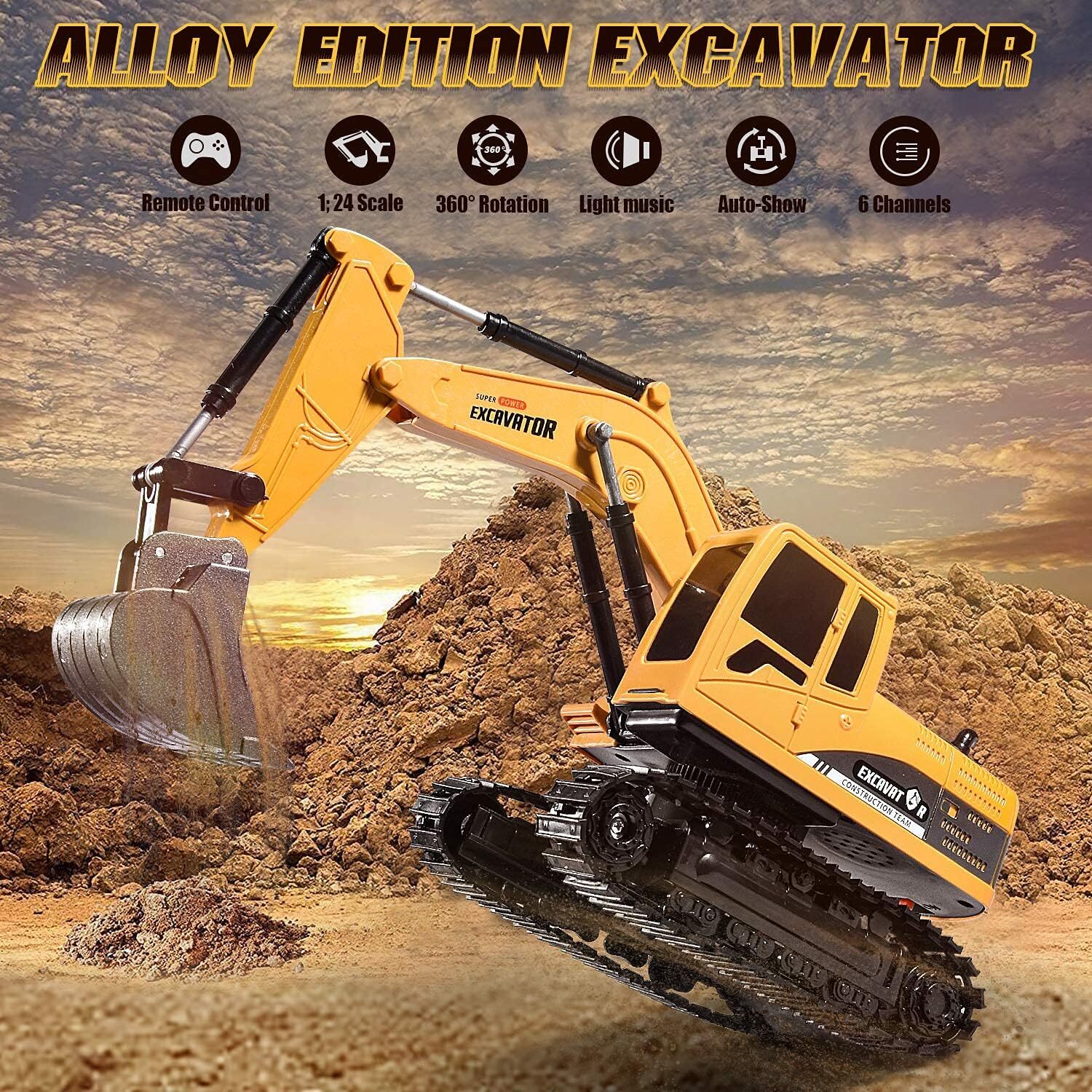 Remote Control Excavator Construction Tractor RC Alloy Toy Truck - grandhubs.shop