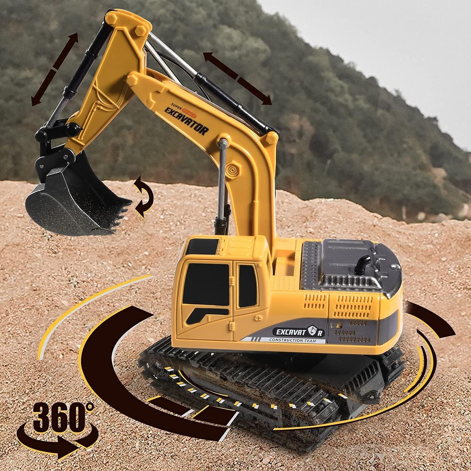 Remote Control Excavator Construction Tractor RC Alloy Toy Truck - grandhubs.shop