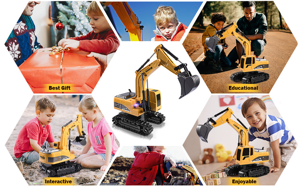 Remote Control Excavator Construction Tractor RC Alloy Toy Truck - grandhubs.shop