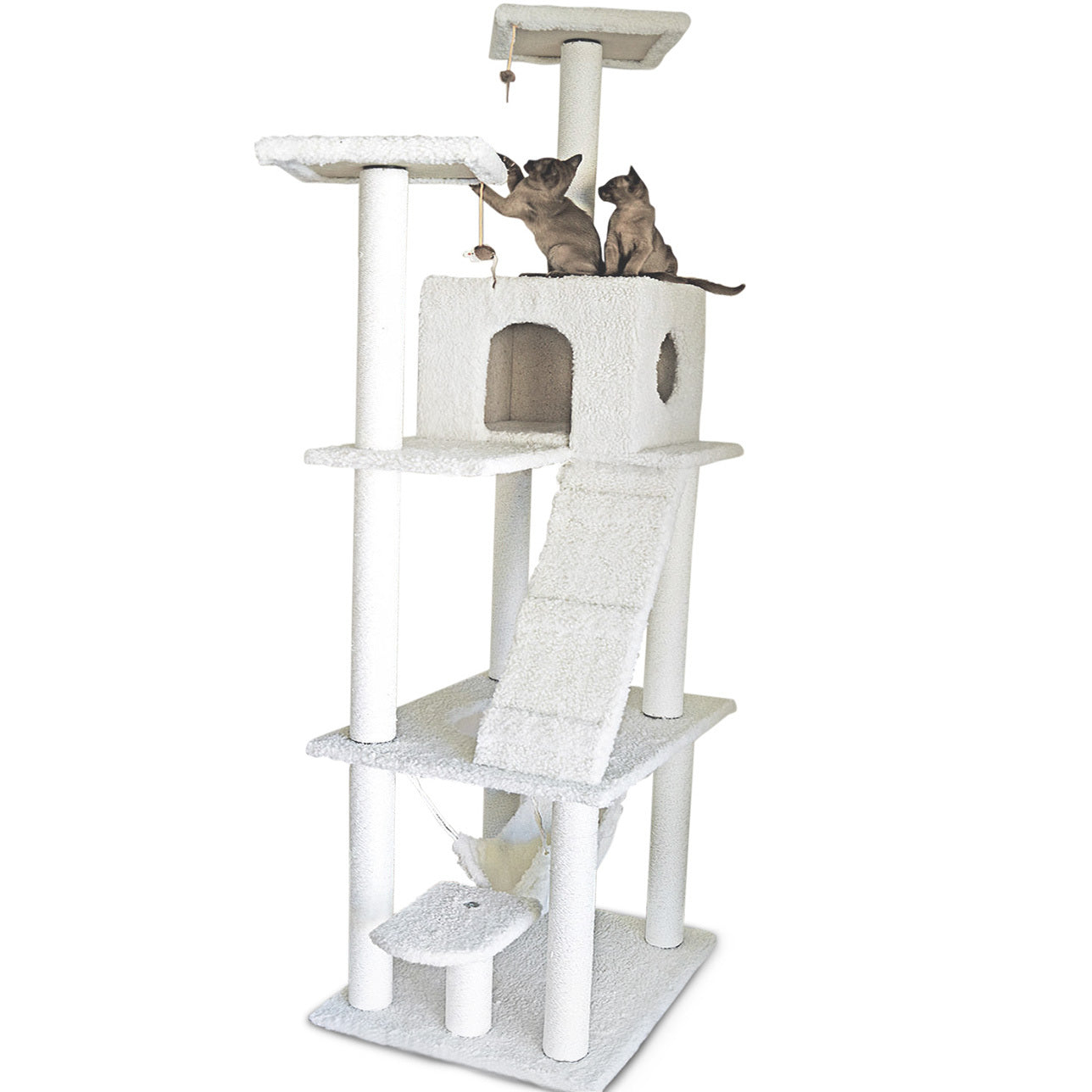195cm Tall XXL Cat Scratching Post Pole Tower with Hammock (Cream) - grandhubs.shop