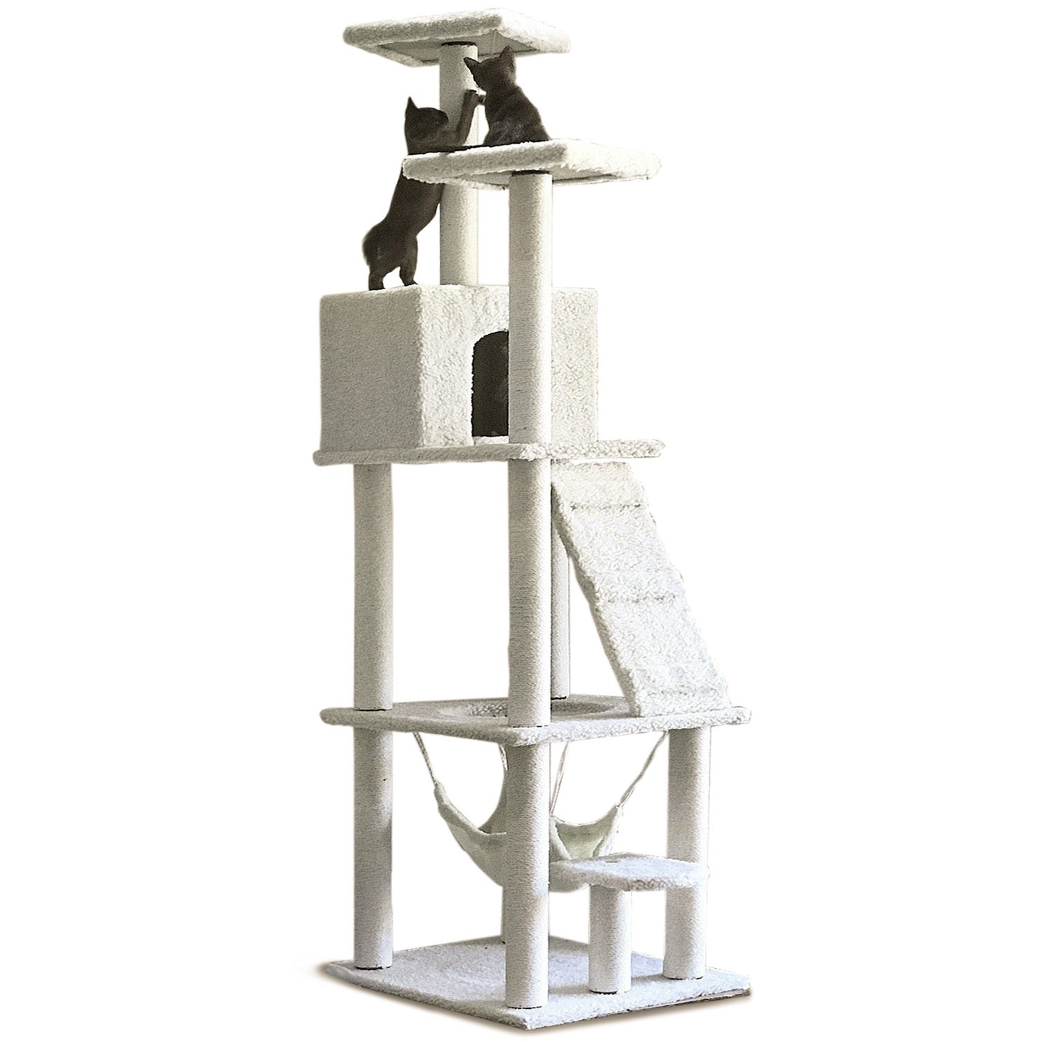 195cm Tall XXL Cat Scratching Post Pole Tower with Hammock (Cream) - grandhubs.shop