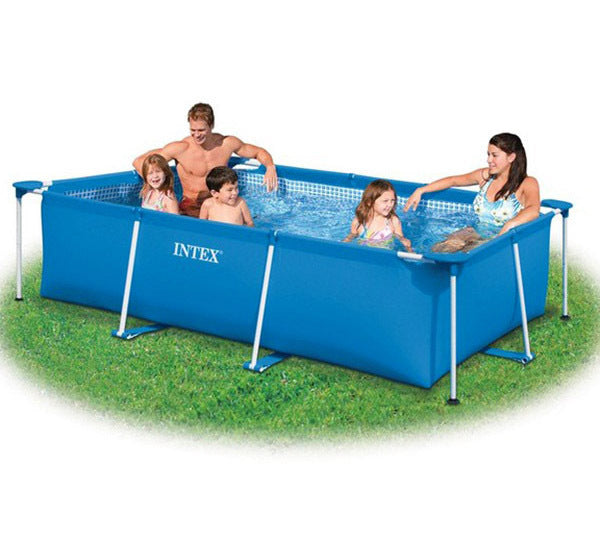Intex Rectangle Metal Frame Above Ground Family Swimming Pool - grandhubs.shop