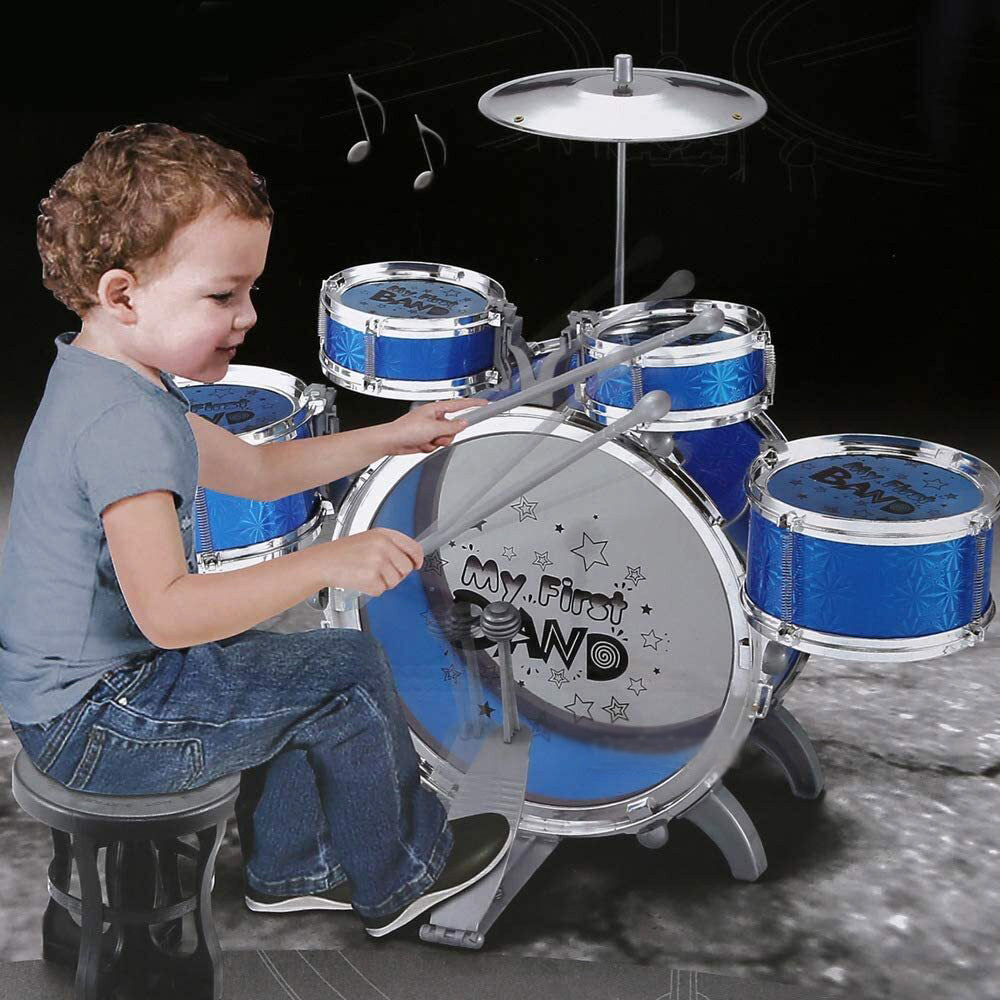 6PCS Kids Jazz Drum Musical Educational Instrument Toy Set (Blue) - grandhubs.shop