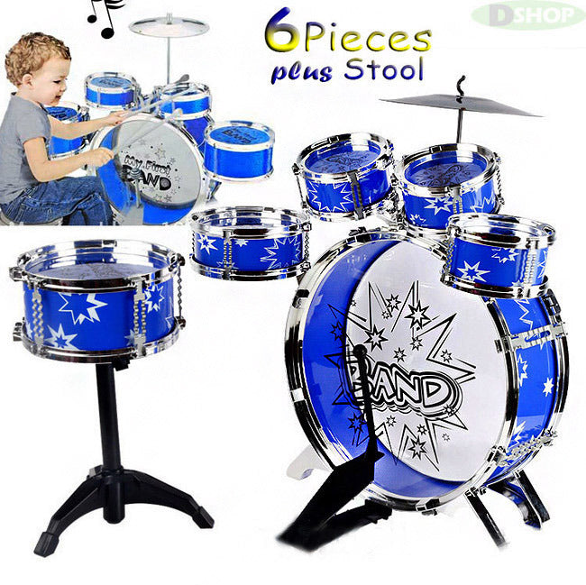6PCS Kids Jazz Drum Musical Educational Instrument Toy Set (Blue) - grandhubs.shop