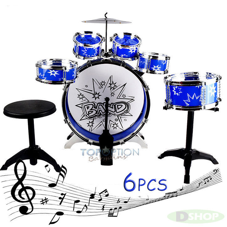 6PCS Kids Jazz Drum Musical Educational Instrument Toy Set (Blue) - grandhubs.shop