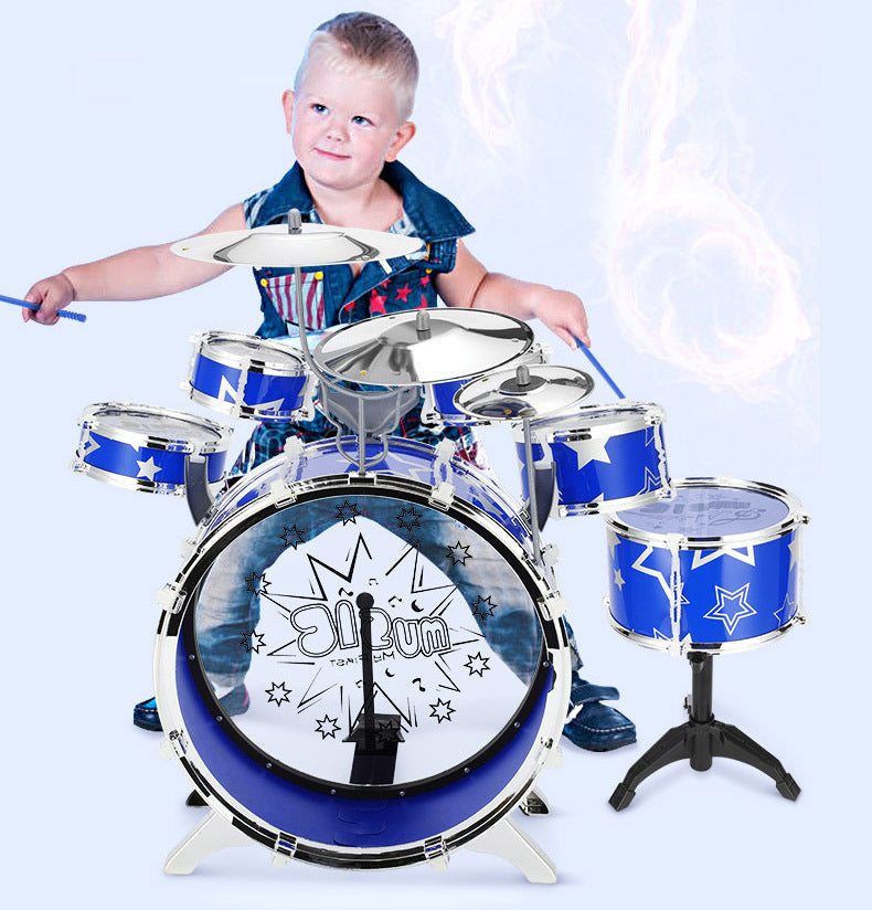 6PCS Kids Jazz Drum Musical Educational Instrument Toy Set (Blue) - grandhubs.shop